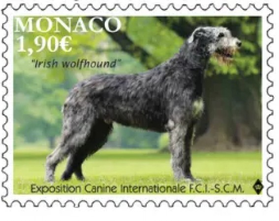 Official Monaco stamp with Irish Wolfhound 2020