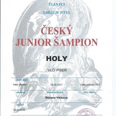 Holy Vlčí Píseň become Junior Czech Champion