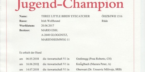 Three Little Birds´ EYECATCHER  become NEW AUSTRIAN JUNIOR CHAMPION